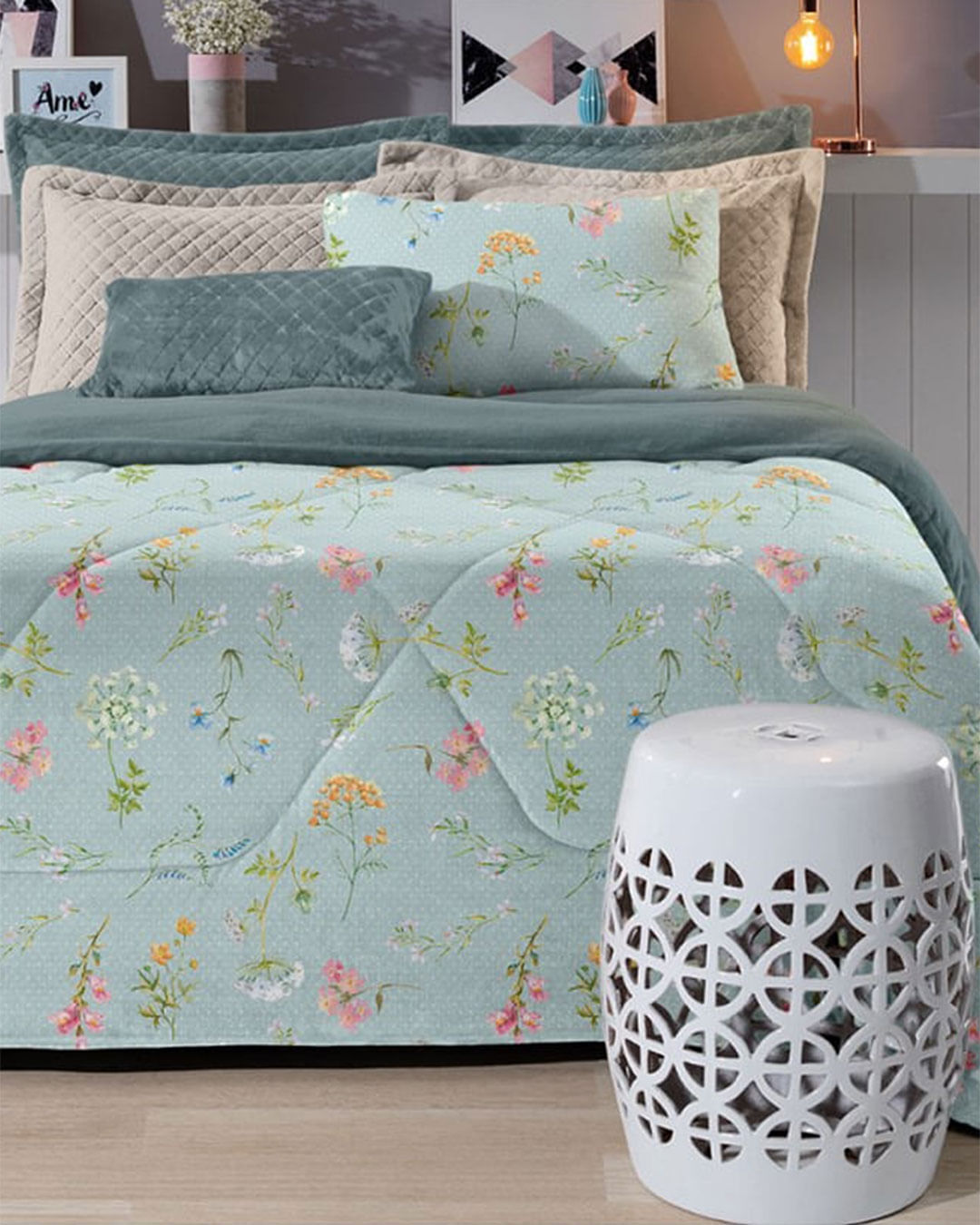 Coberdrom-Queen-Plush-Combo-Soft--Slim---Azul-Claro