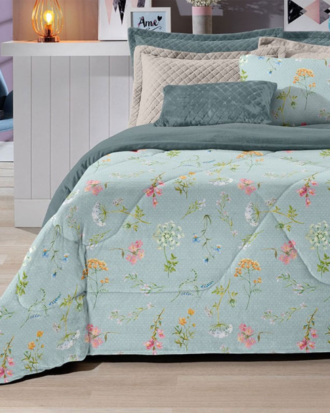 Coberdrom-Queen-Plush-Combo-Soft--Slim---Azul-Claro