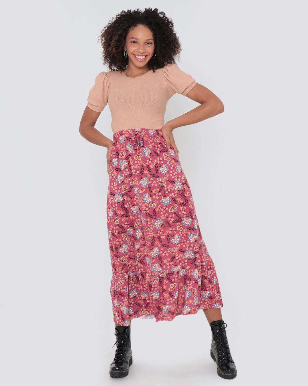 Saia-Longa-Visco-Estampa-Floral-5086---Vinho-Floral