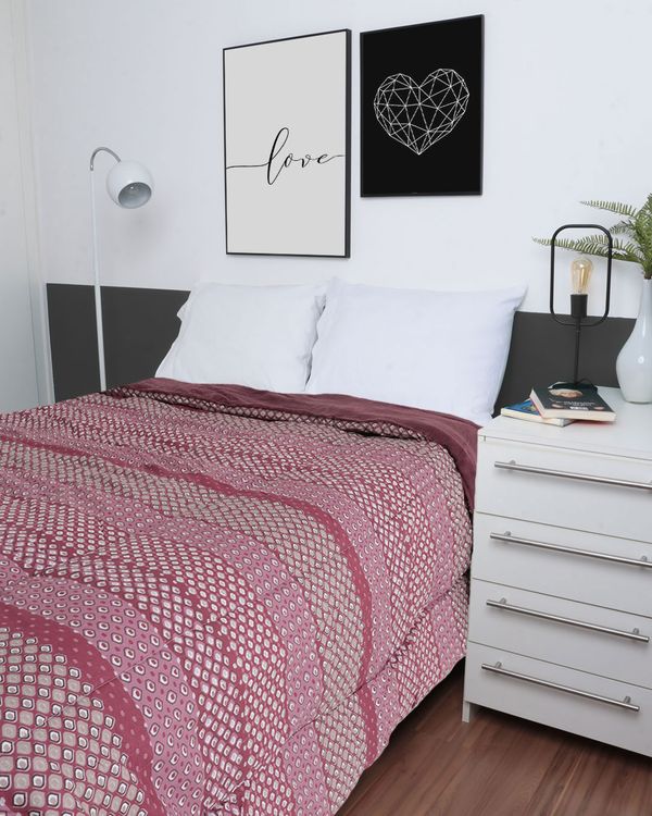 Coberdrom Queen Slim Plush Estampado Vinho UN