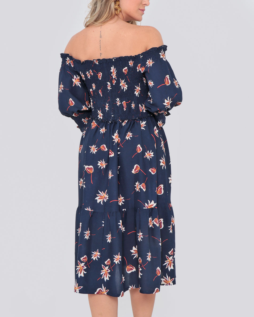 Vestido-Midi-Lastex-Mga-¾--7959re---Marinho