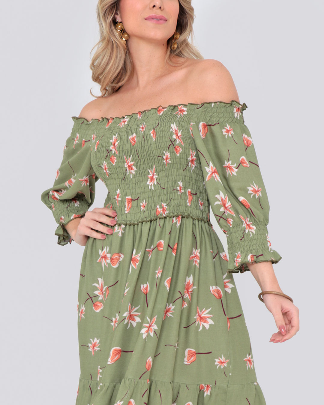 Vestido-Midi-Lastex-Mga-¾--7959re---Verde-Medio
