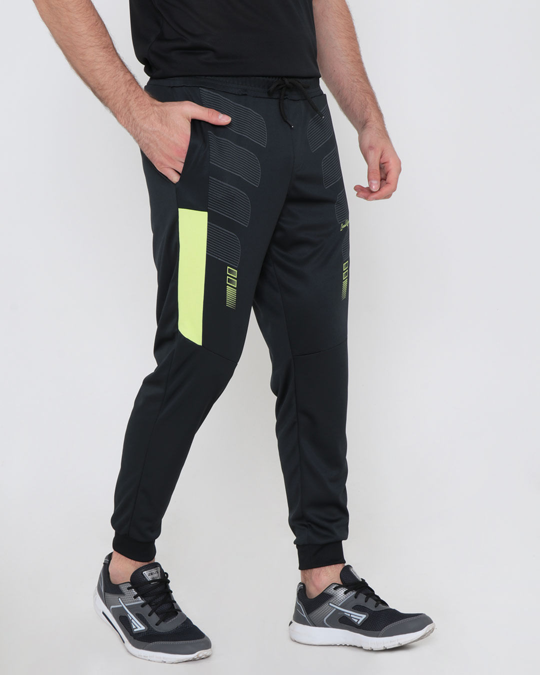 Calça Esportiva Masculina Jogger Estampa E Recorte Preta
