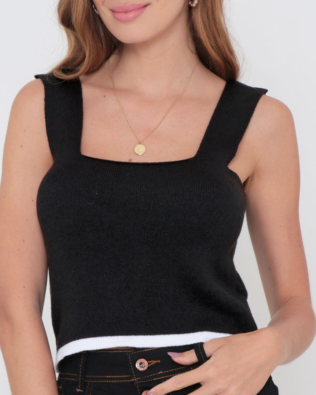 Regata-H026-Tricot-Cropped-Vichy---Preto