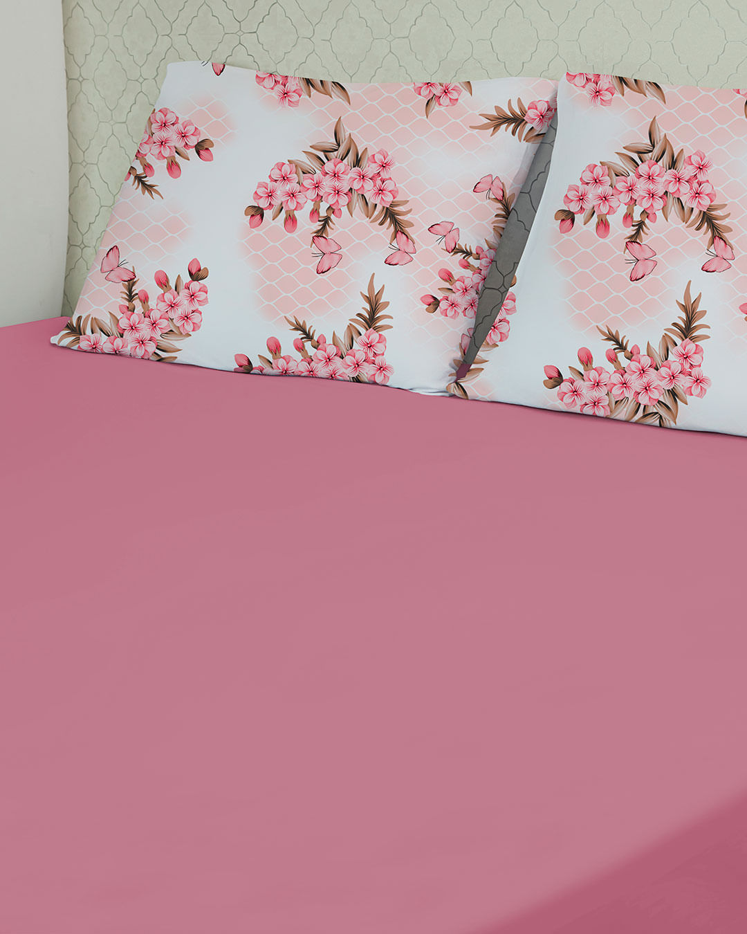 Jg-De-Cama-Casal-Slim-3-Pcs---Rosa-Floral