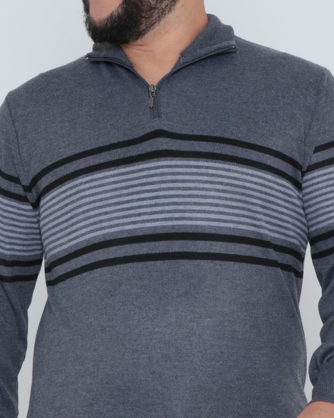 Tricot-Hv5062-001tg-Meio-Zip-List-Plus---Cinza-Medio