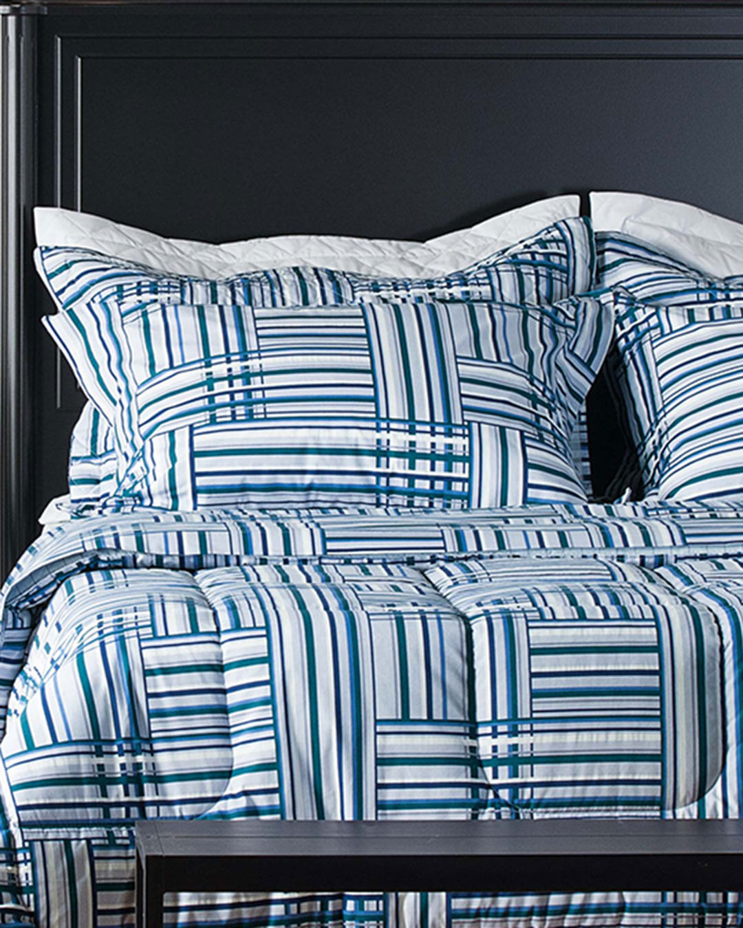 Jg-Cama-Casal-Conexion---4-Pc---Cinza-Listrado