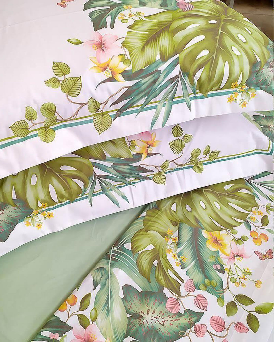 Jg-Cama-Casal-Foliage---4-Pc---Branco-Floral