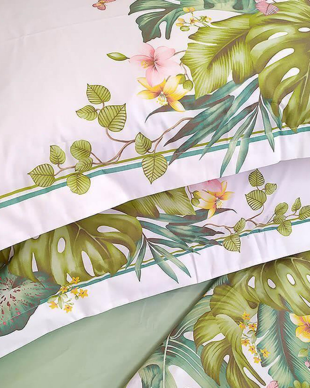 Jg-Cama-Casal-Foliage---4-Pc---Branco-Floral