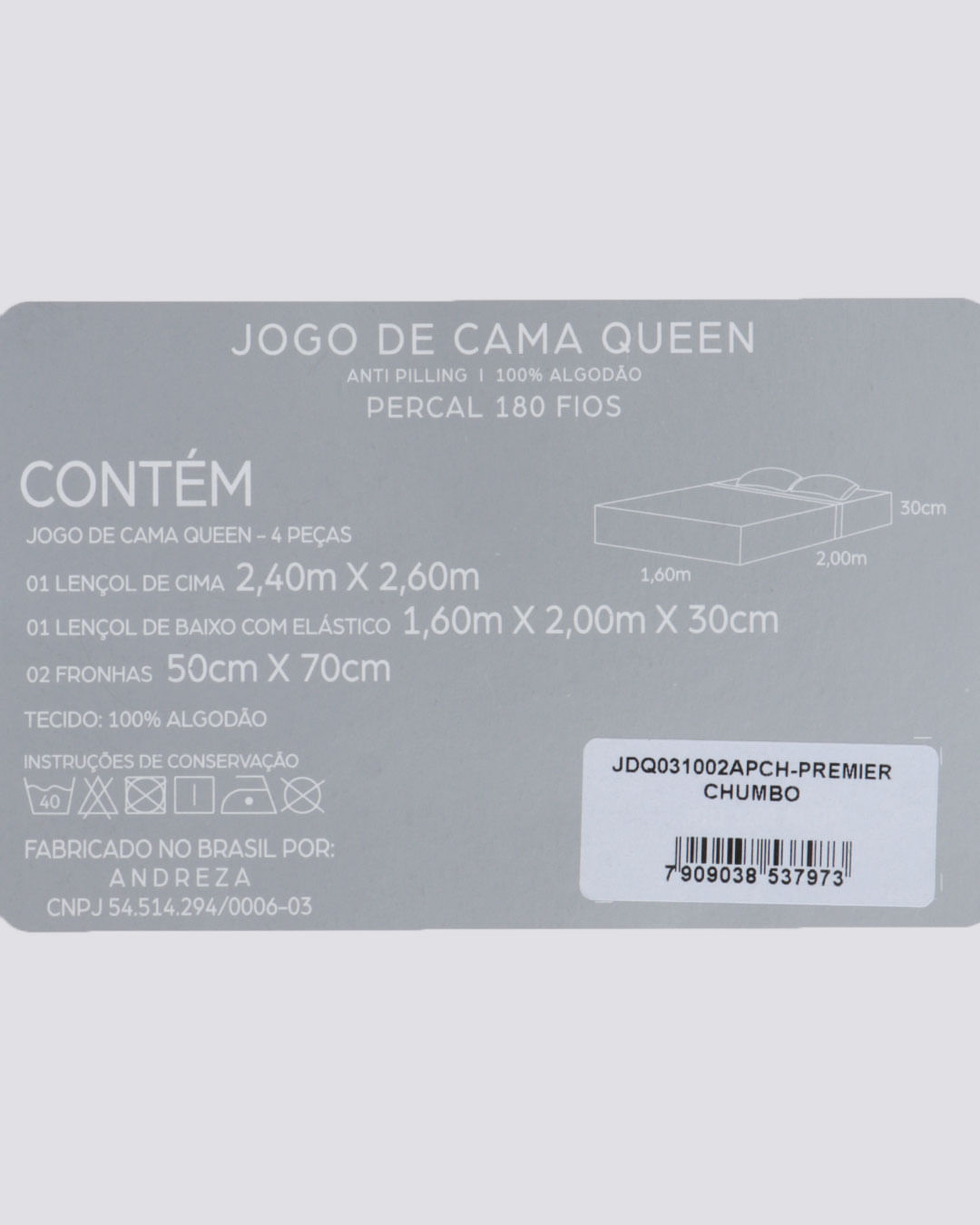 Jg-Cama-Queen-Premier-Chumbo---4-Pc---Cinza-Escuro