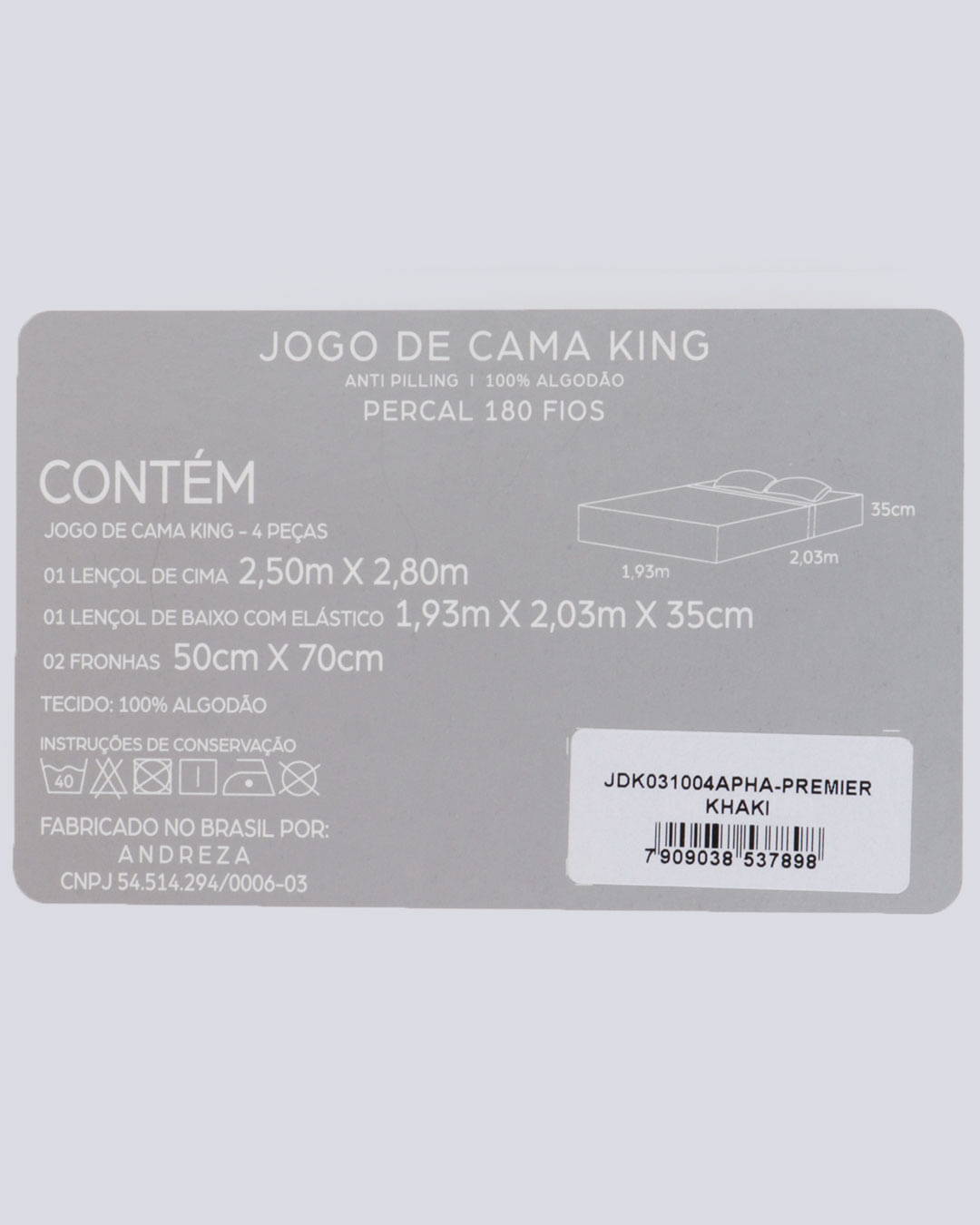 Jg-Cama-King-Size-Premier-Khaki---4-Pc---Bege-Medio