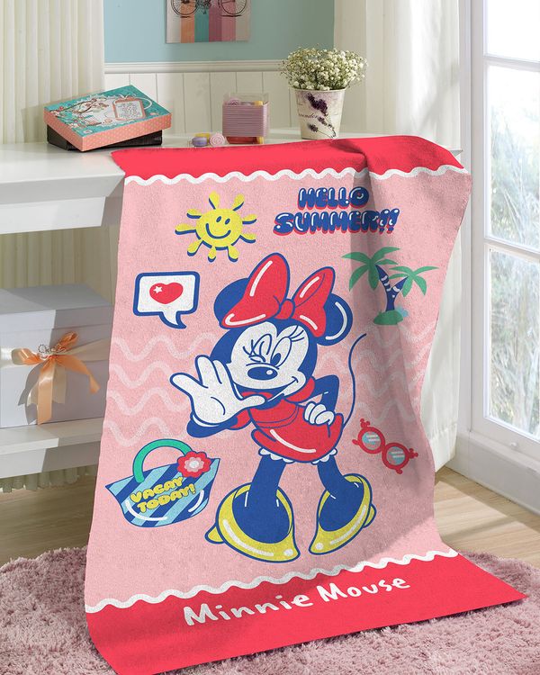 Toalha De Banho Infantil Minnie Disney Dohler Rosa UN