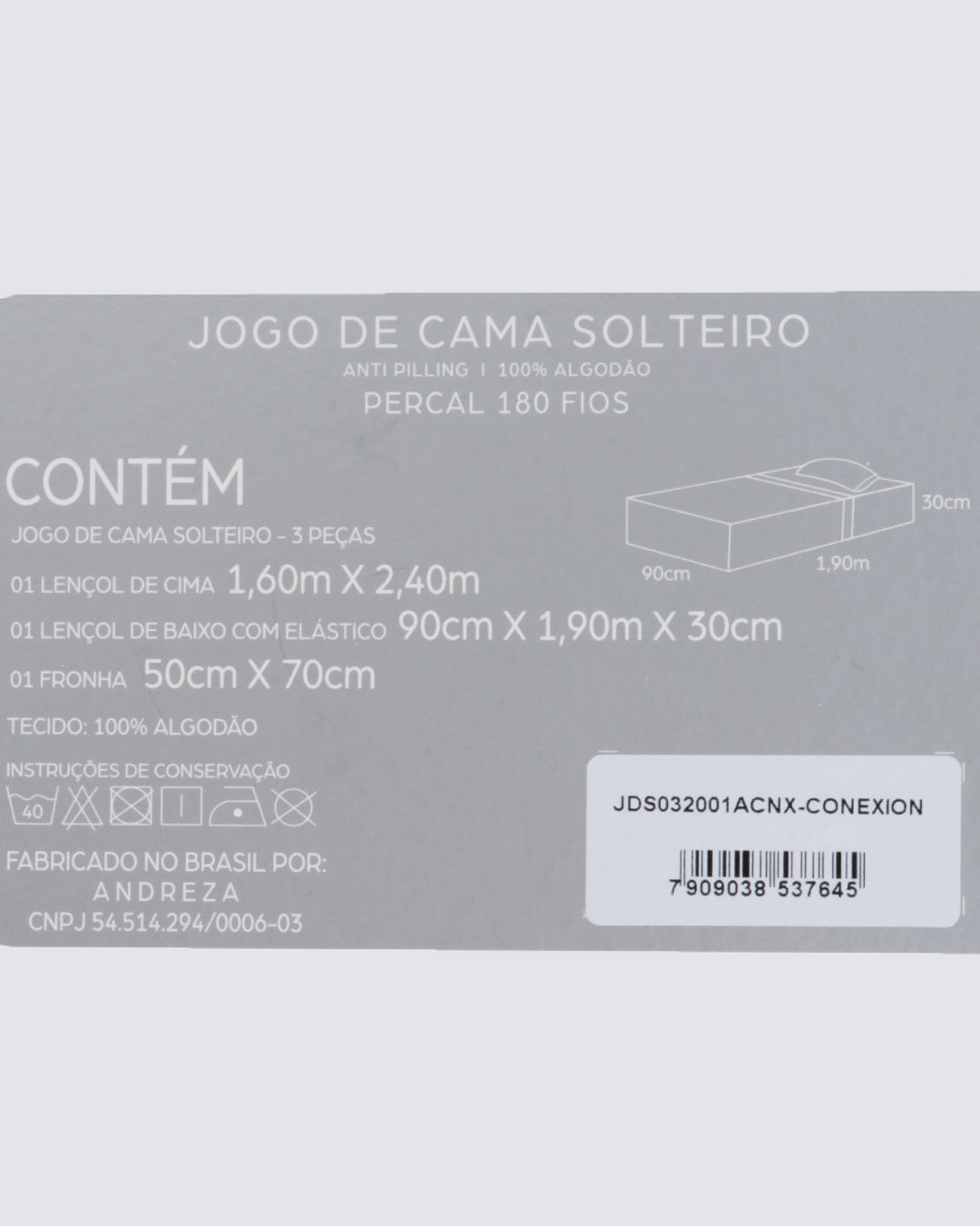 Jg-Cama-Solteiro-Conexion-3-Pc---Cinza-Listrado