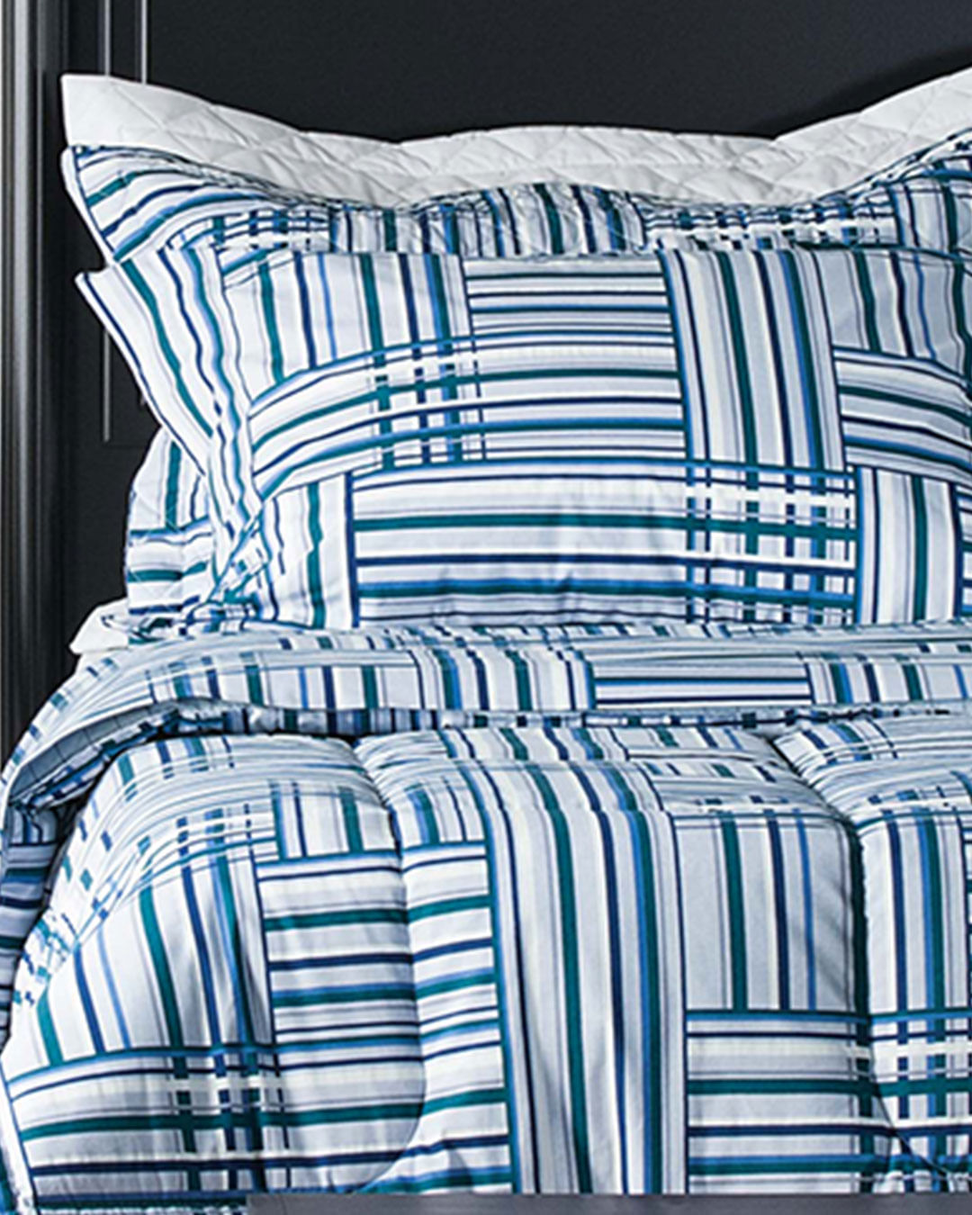 Jg-Cama-King-Size-Conexion---4-Pc---Azul-Listrado