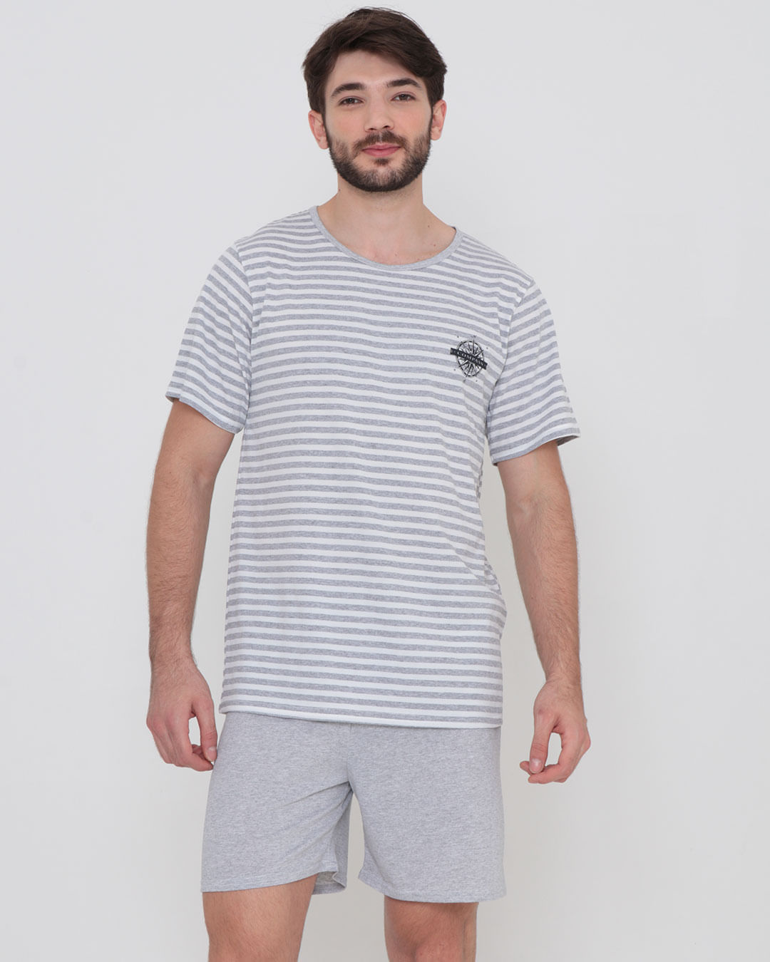 Pijama-Curto-Listrado-Ref-3233---Cinza-Listrado