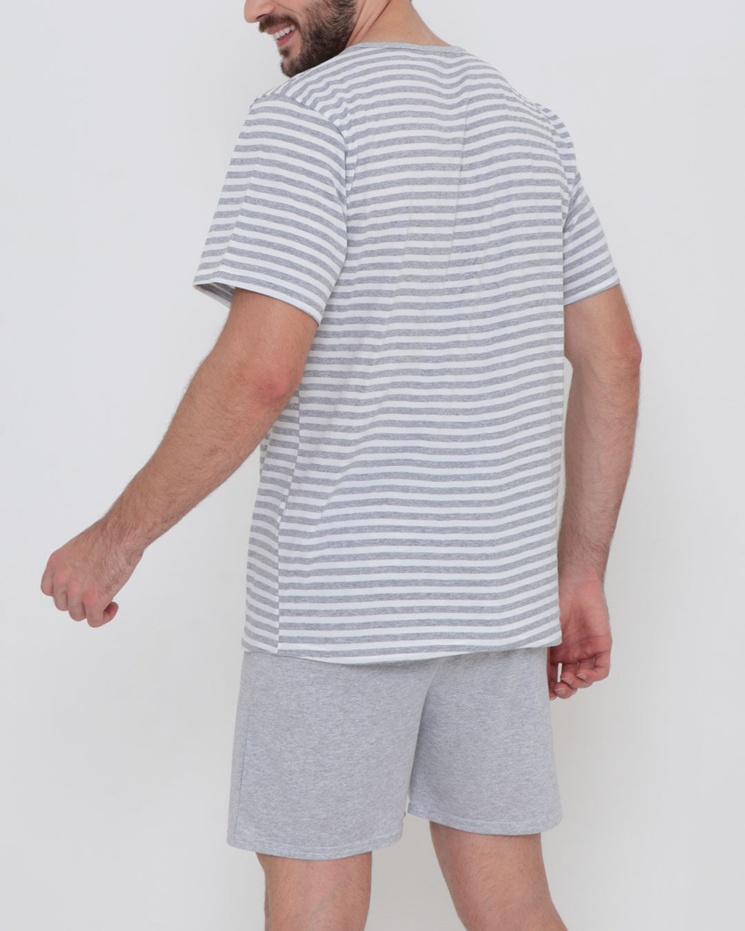 Pijama-Curto-Listrado-Ref-3233---Cinza-Listrado