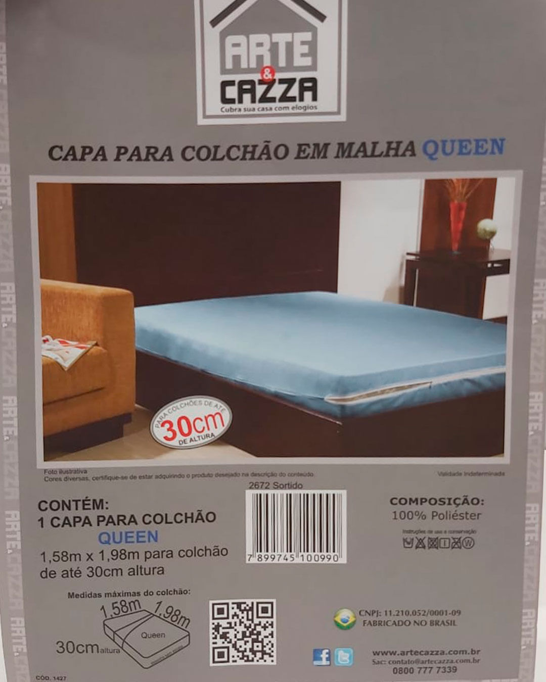 Capa-Ac2672-Pcolchao-Queen-Czip---Cinza-Claro