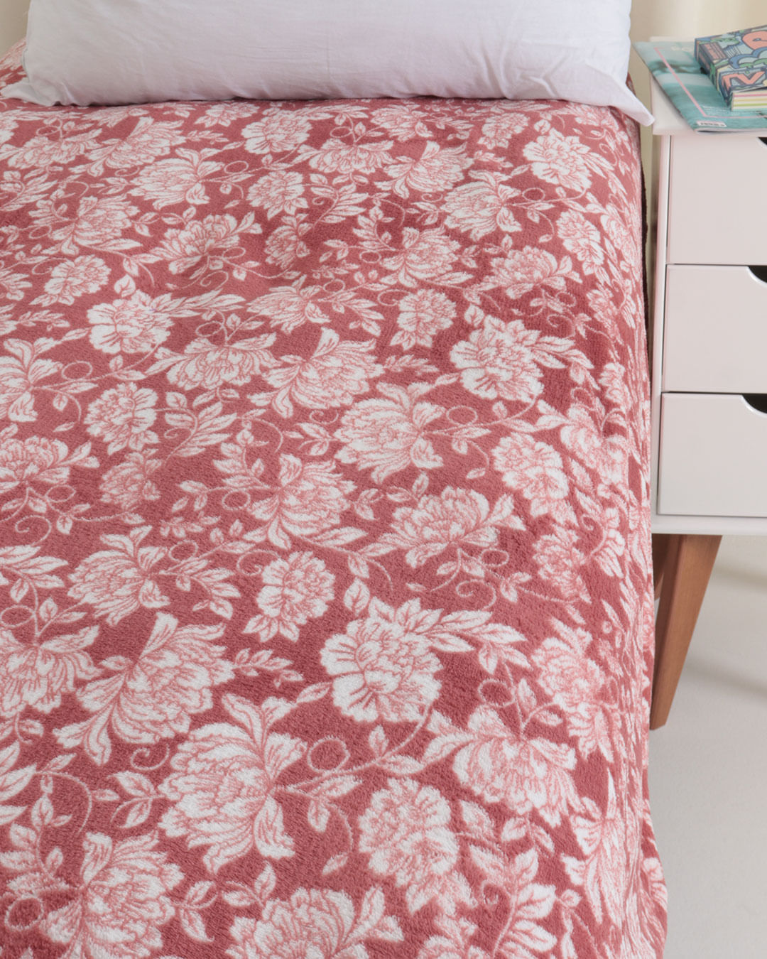 Manta-Solteiro-Estampada---Rosa-Escuro