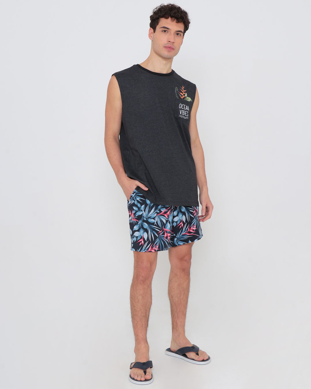 Regata-Amc-Tropical-Malha-Mix---Cinza-Escuro