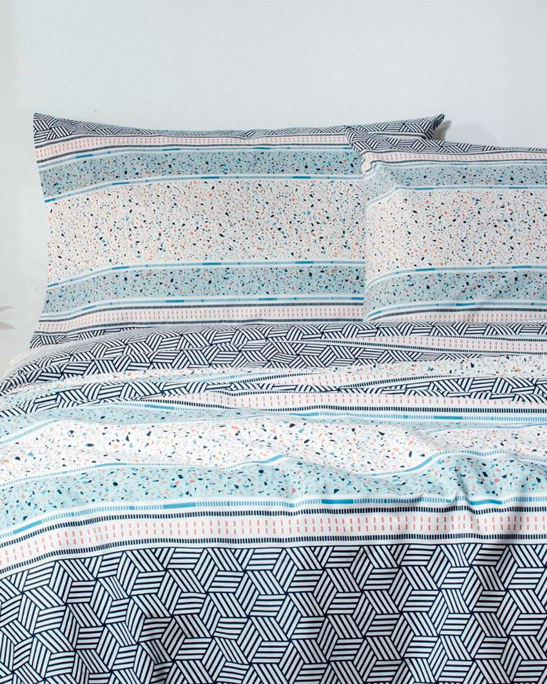 Jg-Cama-Prata-Solteiro-Gael-Azul---Azul-Geometrico