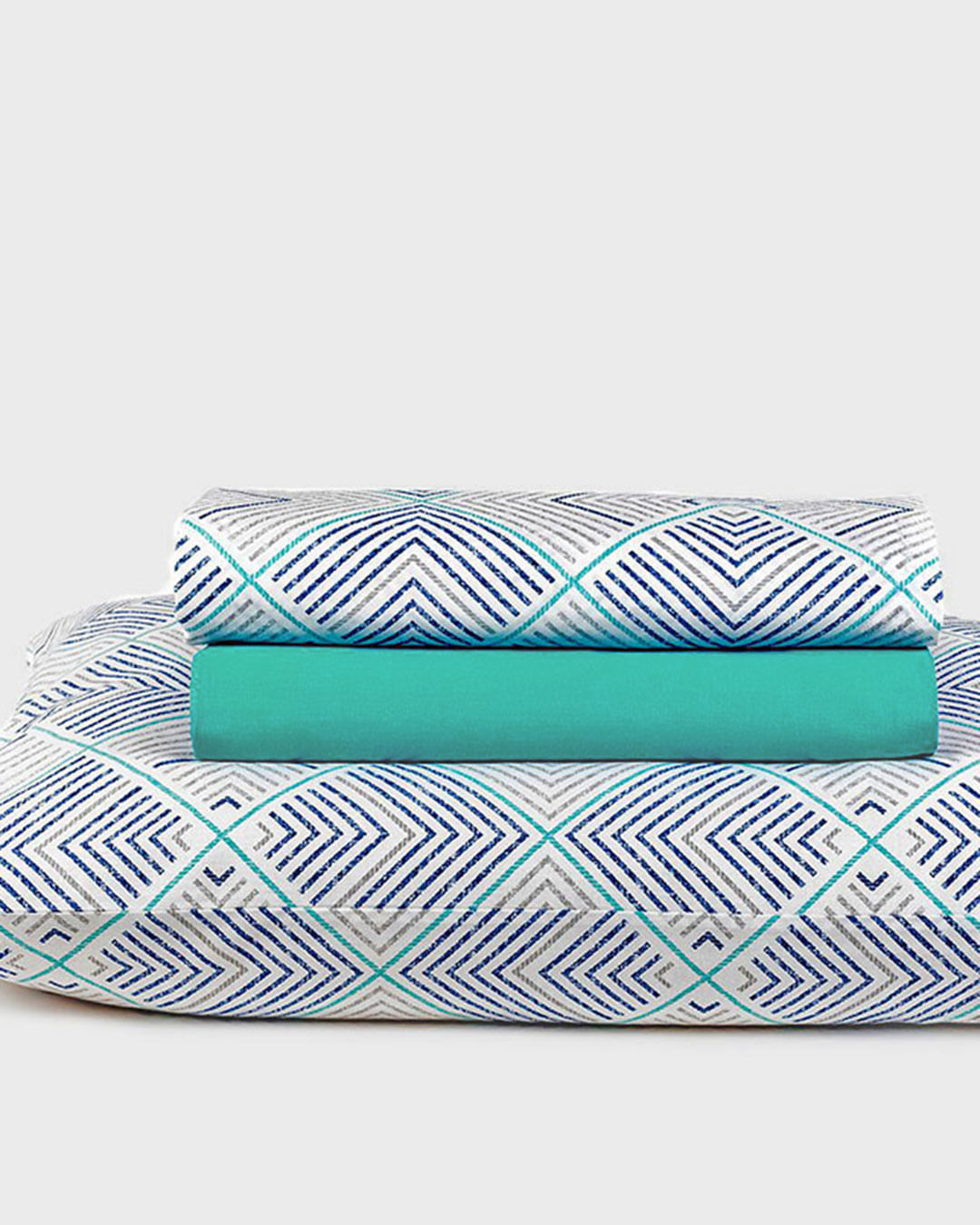 Jg-Cama-Prata-King-Philip-Turquesa---Verde-Listrado