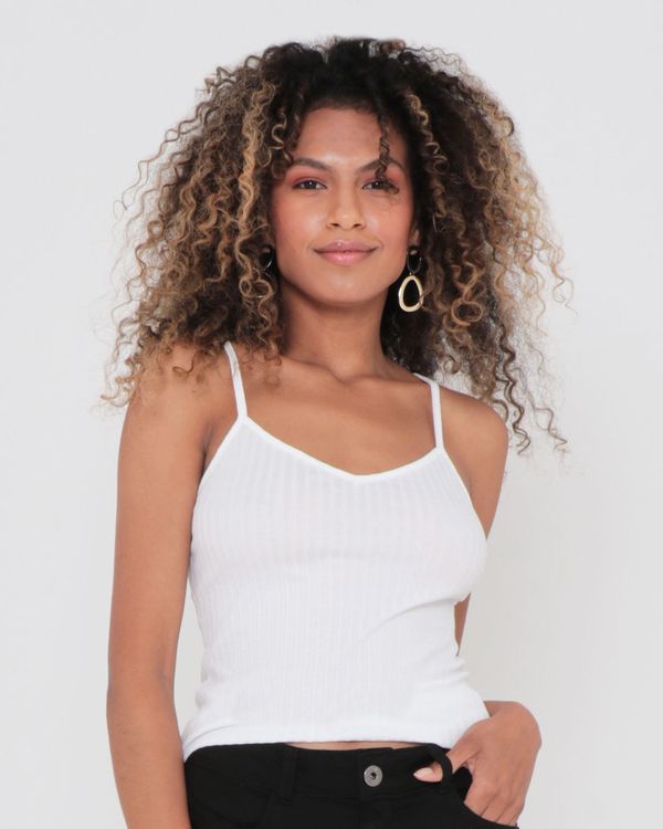 Blusa Feminina Básica Alcinhas Canelada Branca P