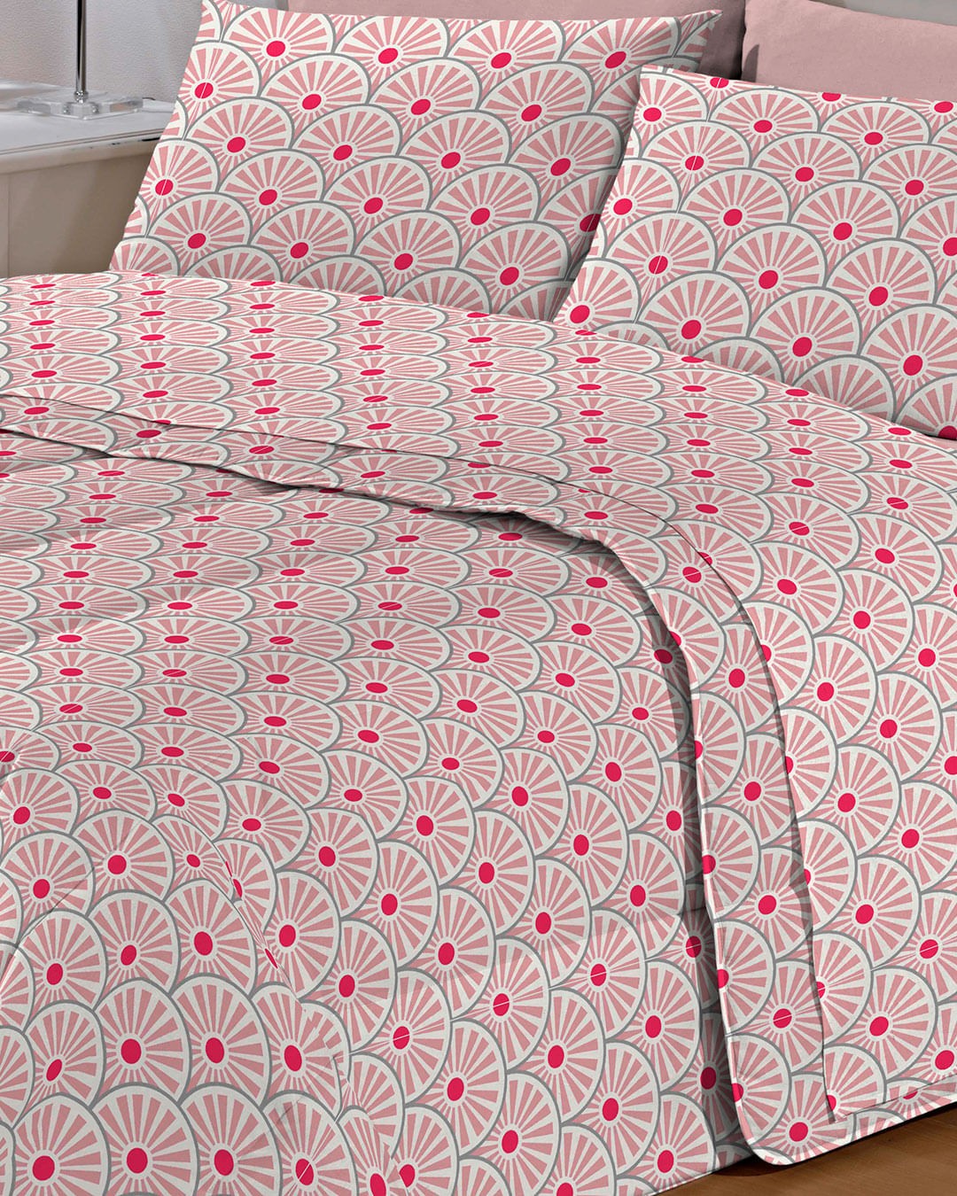 Jogo-De-Cama-Casal-Micro----4-Pecas---Rosa-Geometrico