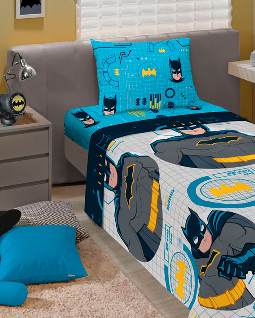 Jg-Cama-Solt-Batman-2-Pcs---Cinza-Claro