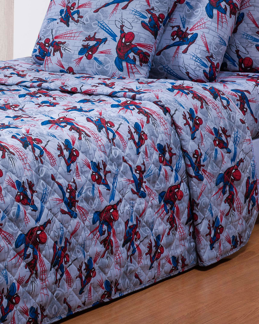 Colcha-Soft-Solt-Homem-Aranha---Cinza-Claro
