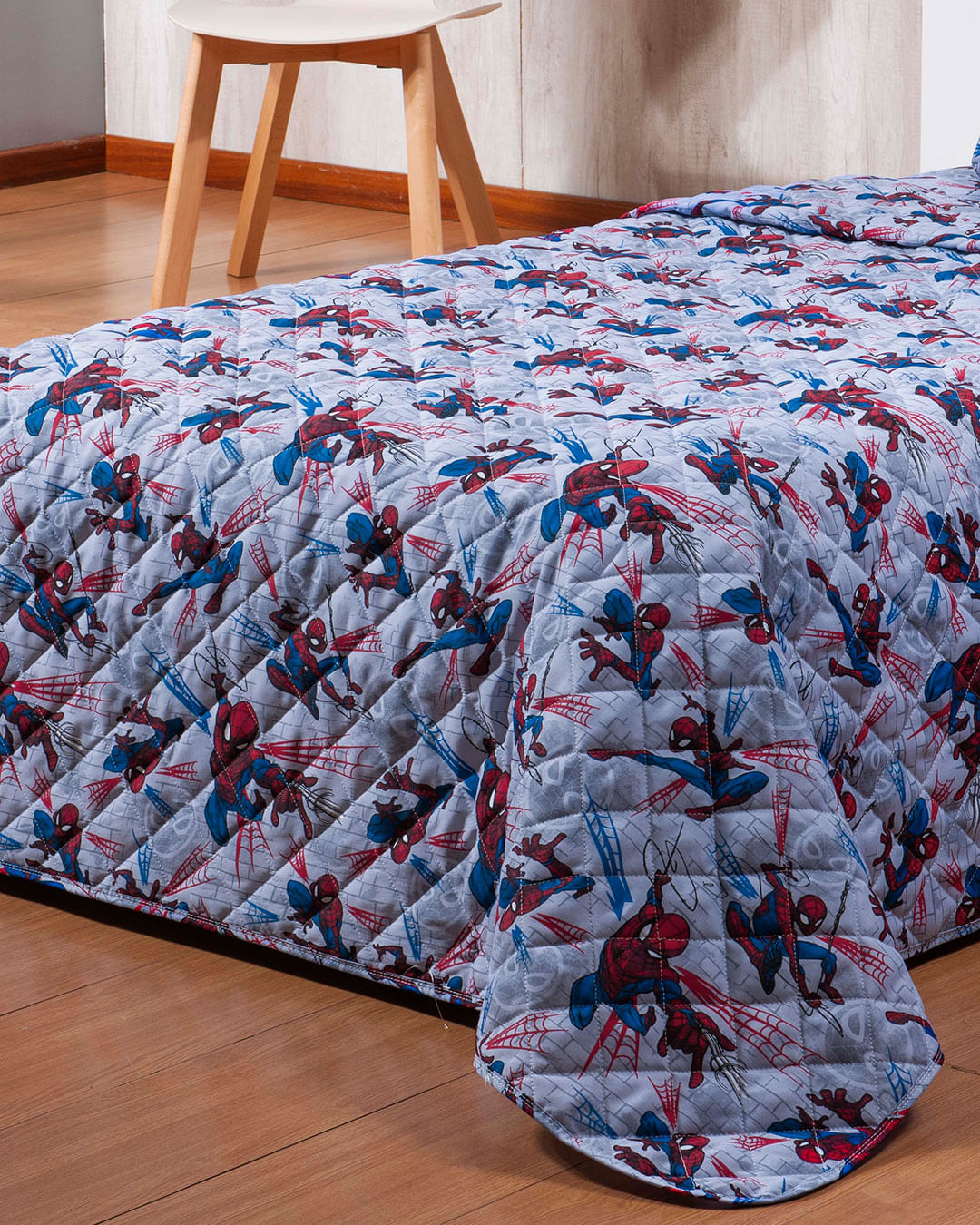 Colcha-Soft-Solt-Homem-Aranha---Cinza-Claro