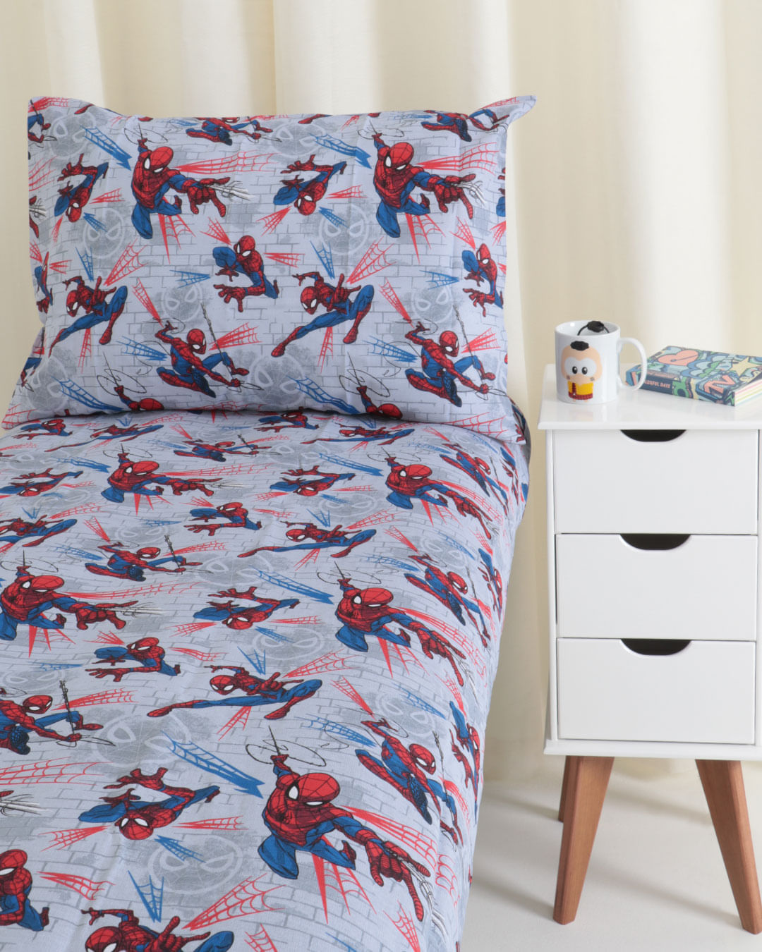 Jogo de Cama Solteiro 2 Peças Homem Aranha Marvel Cinza Claro | Lojas Torra