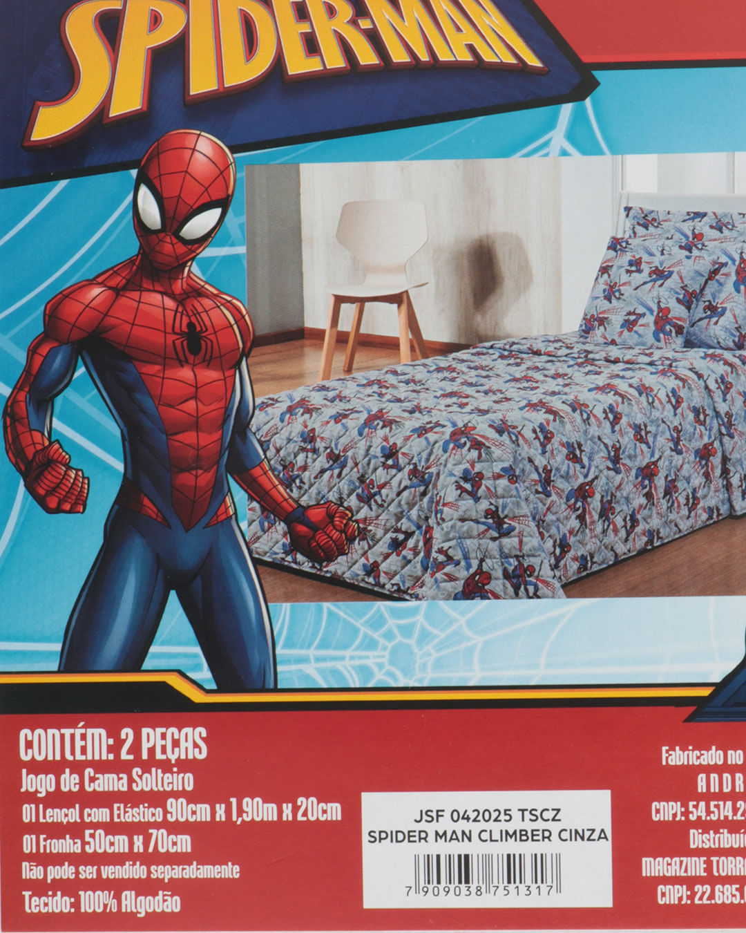 Jg-Cama-Solt-Homem-Aranha--02-Pcs---Cinza-Claro