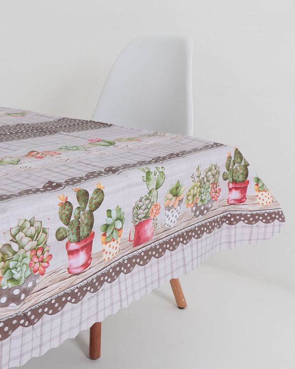 Toalha De Mesa Quadrada Térmica Plantas Salehtex Marrom UN