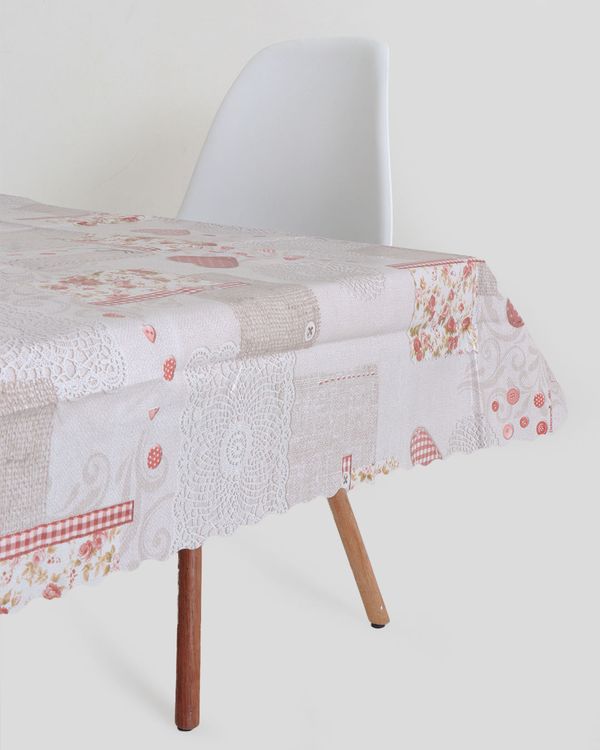 Toalha De Mesa Quadrada Térmica Floral Salehtex Vermelha UN