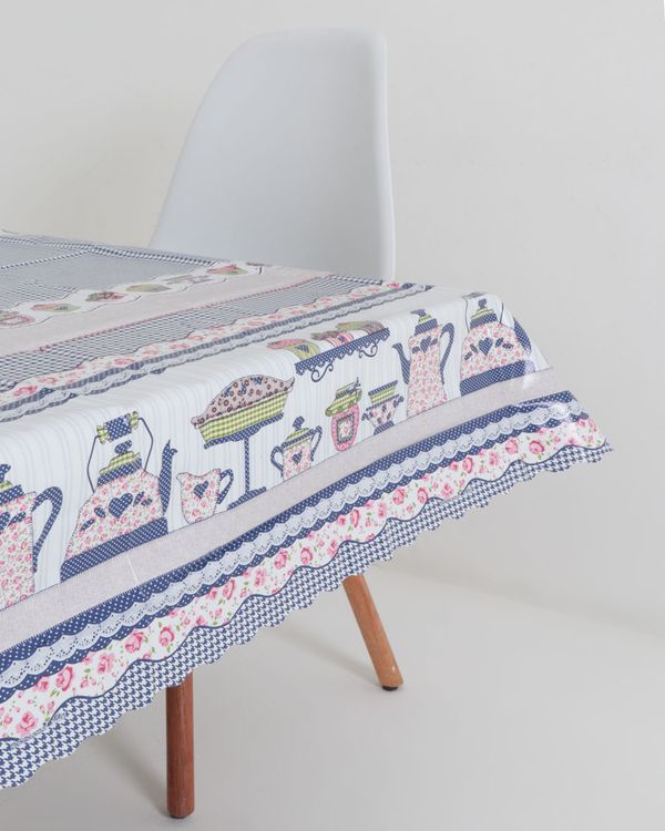 Toalha De Mesa Quadrada 138cm x 138cm Térmica Estampada Salehtex Branca UN