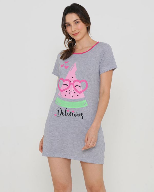Camisola Manga Curta Estampa Melancia Cinza GG