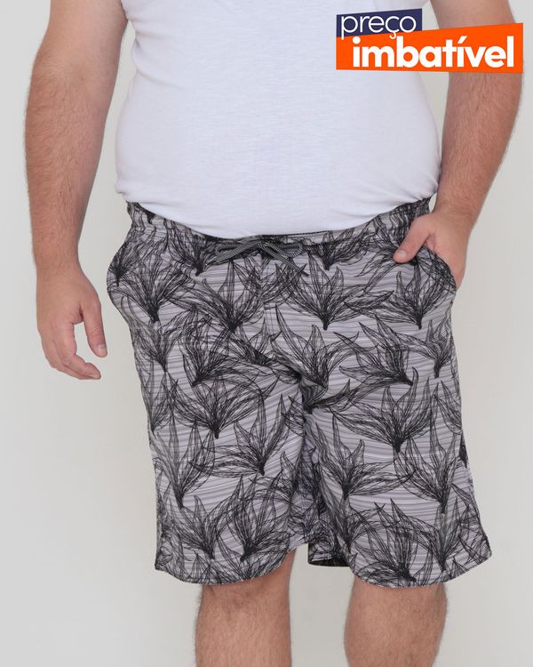 Bermuda Surf Masculina Plus Size Estampa Listrada Preta G3