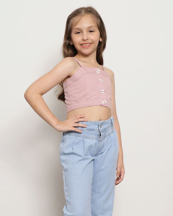Regata Sarja Infantil Cropped Alcinha Rosa 6