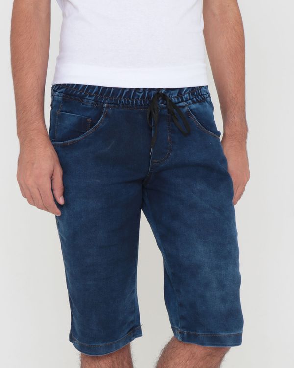 Bermuda Jeans Juvenil Com Elástico Azul Escuro 10