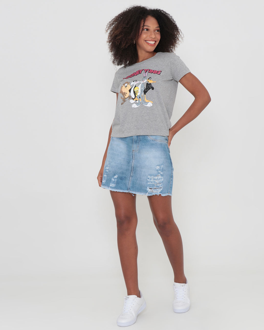 T-Shirt-Looney-Tunes-Mescl-P3-Bl609---Cinza-Medio