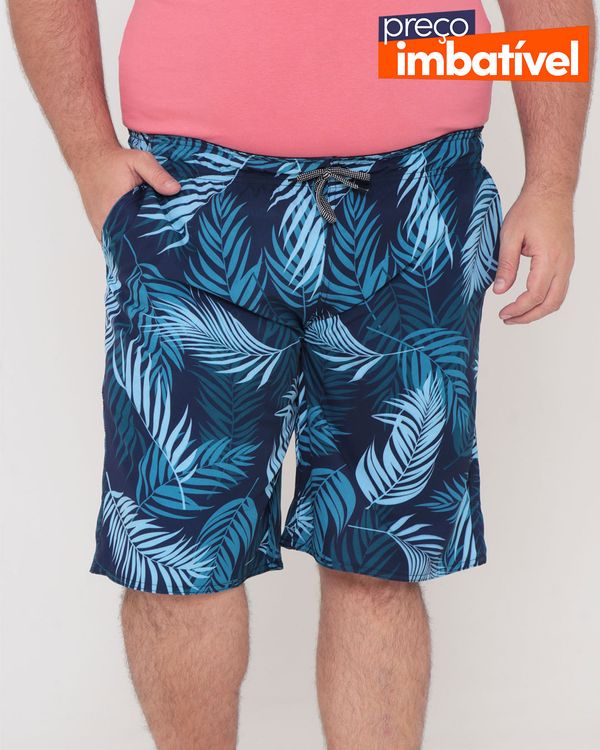 Bermuda Surf Masculina Plus Size Estampa Floral Azul Marinho G2