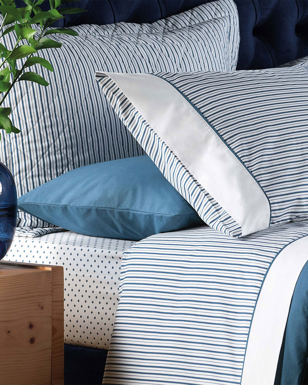 Jg-Cama-Casal-Essencial-Azul---4-Pc---Azul-Listrado