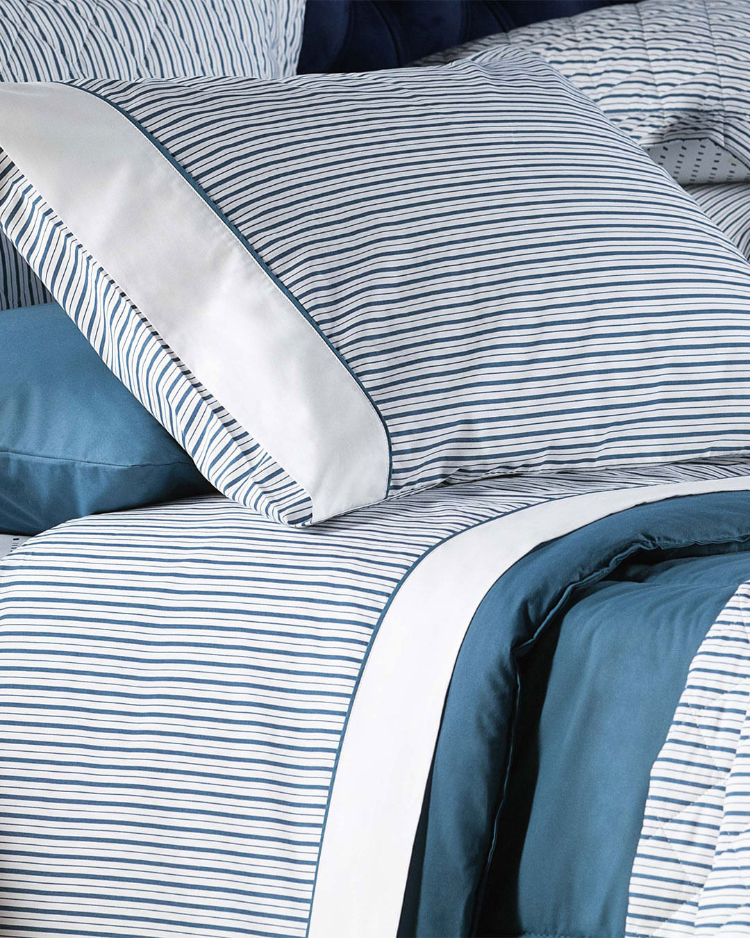 Jg-Cama-Casal-Essencial-Azul---4-Pc---Azul-Listrado