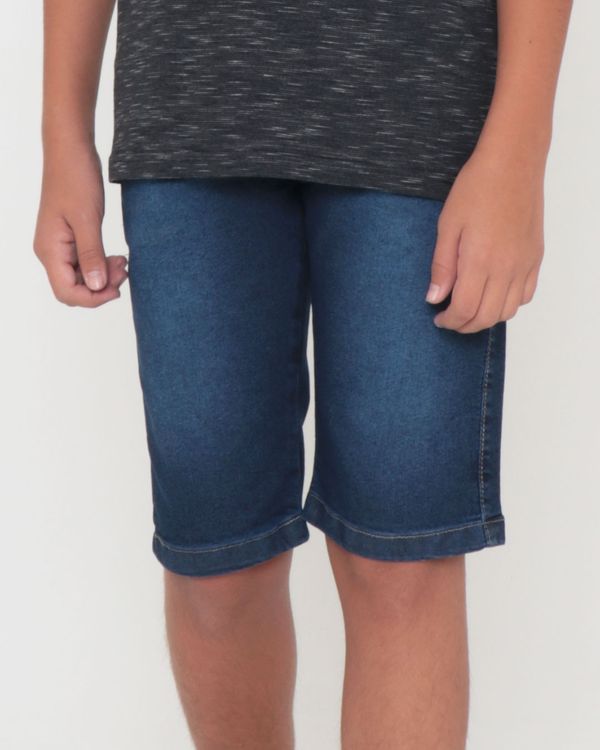 Bermuda Jeans Juvenil Reta Azul Claro 12