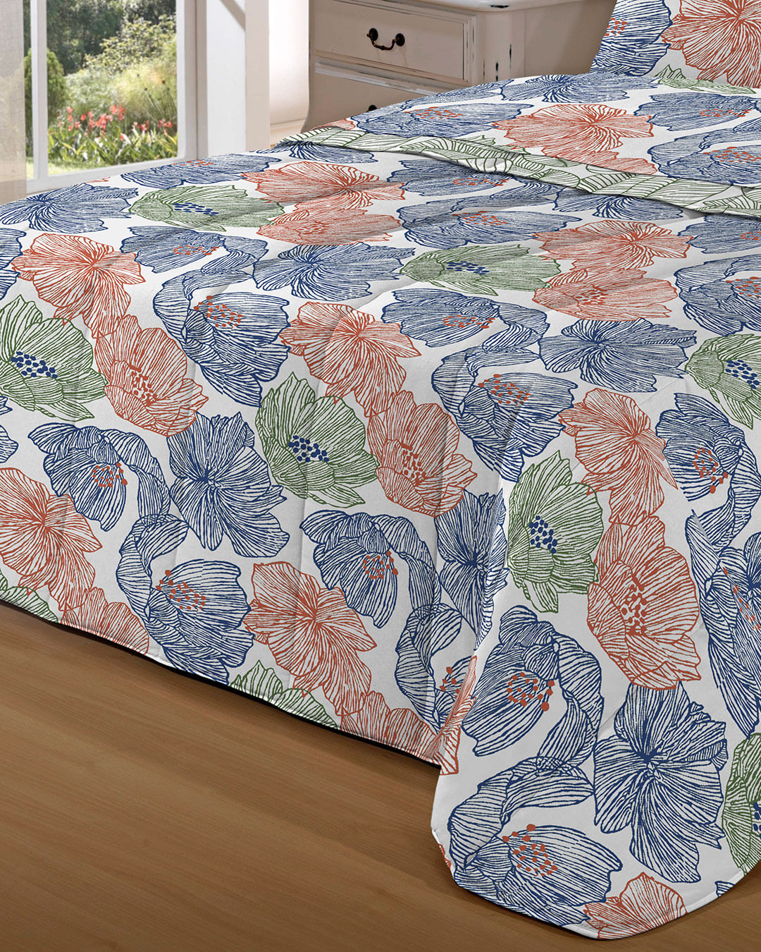 Jogo-De-Cama-Casal-Simples-Celastico-3p---Branco-Floral