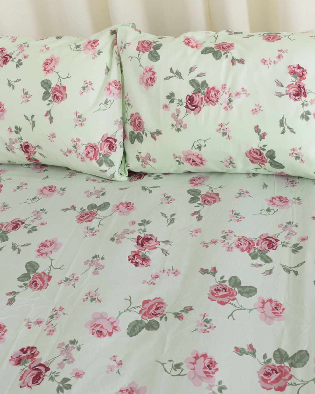 Jogo-De-Cama-Casal-Simples-Celastico-3p---Verde-Floral