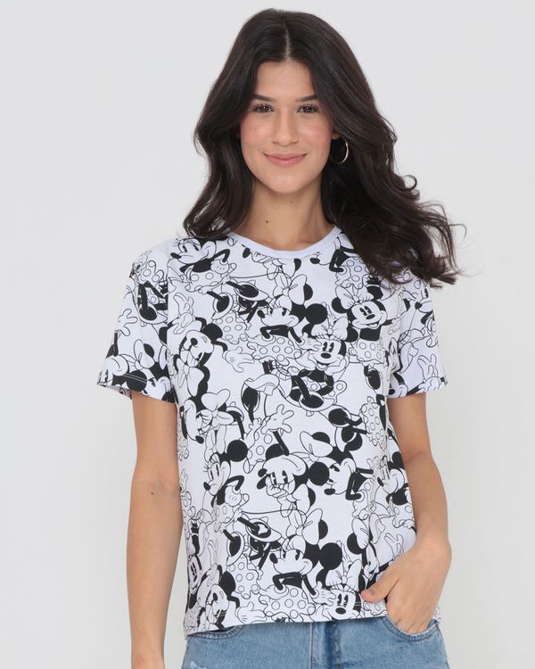 Blusa Manga Curta Estampa Minnie Disney Branca M