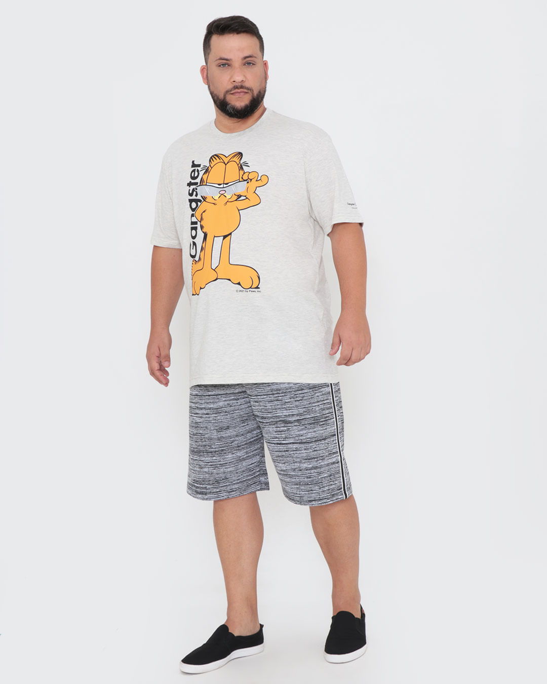 Camiseta-50011591-Garfield-Gangster-Plus---Cinza-Claro