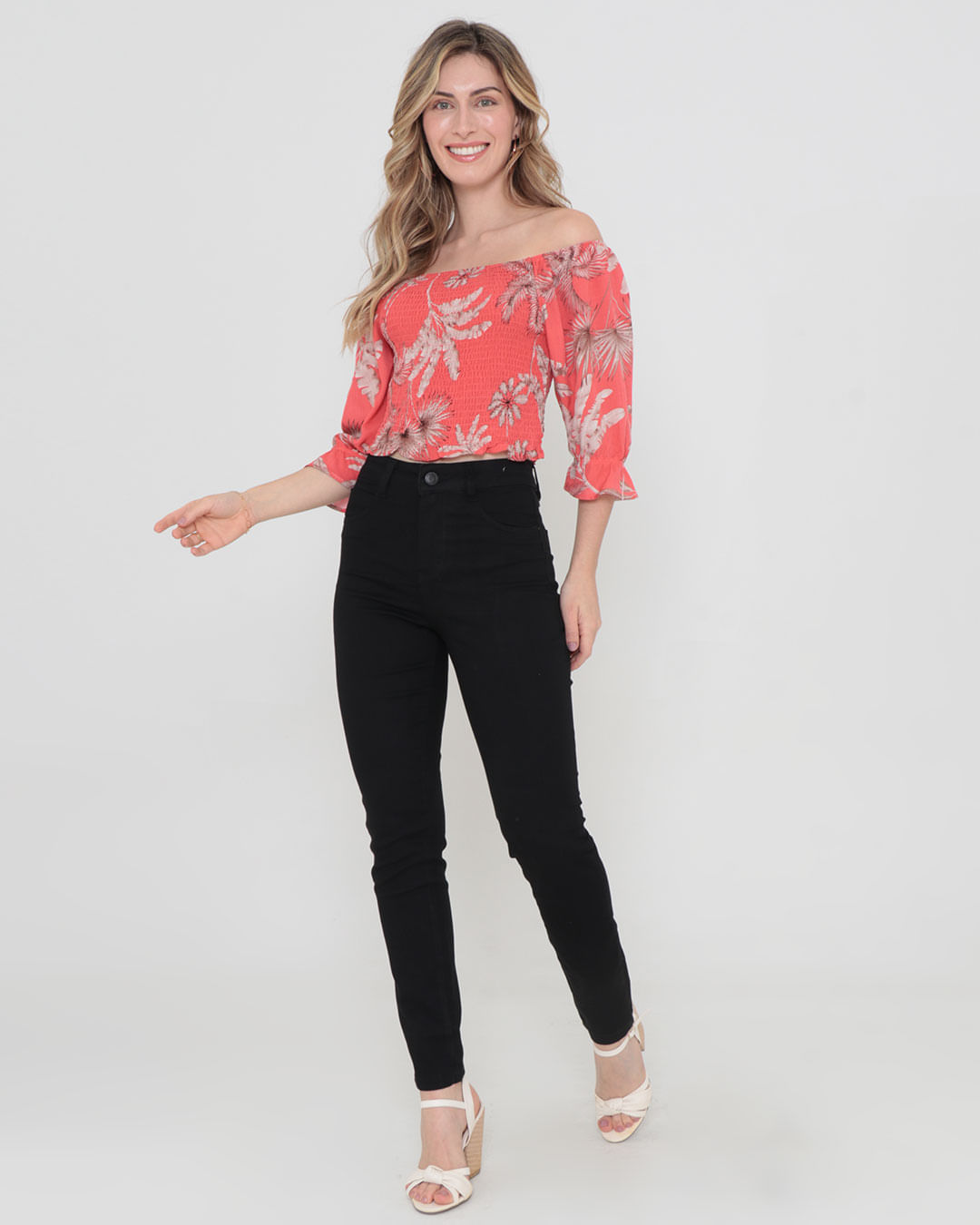 Blusa-7879-Manga-34-Estampada---Laranja-Floral