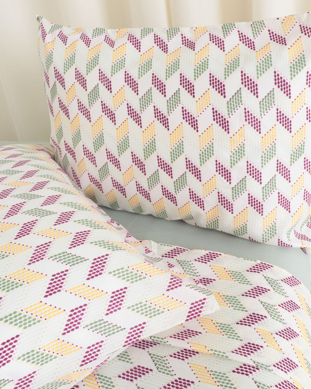 Jogo-De-Cama-Queen-Micro----4-Pecas---Off-White-Geometrico